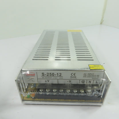 Smun S-250-12 250W 12V 20A DC Switching Power Supply 110/220VAC Input NEW