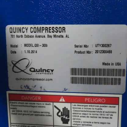 Quincy QSI-300i Rotary Screw Air Compressor 60HP 200/400V 3Ph