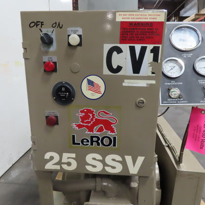 LeROI W25SSV Rotary Screw Vacuum Pump 25HP 480V 3Ph 125PSI See Info