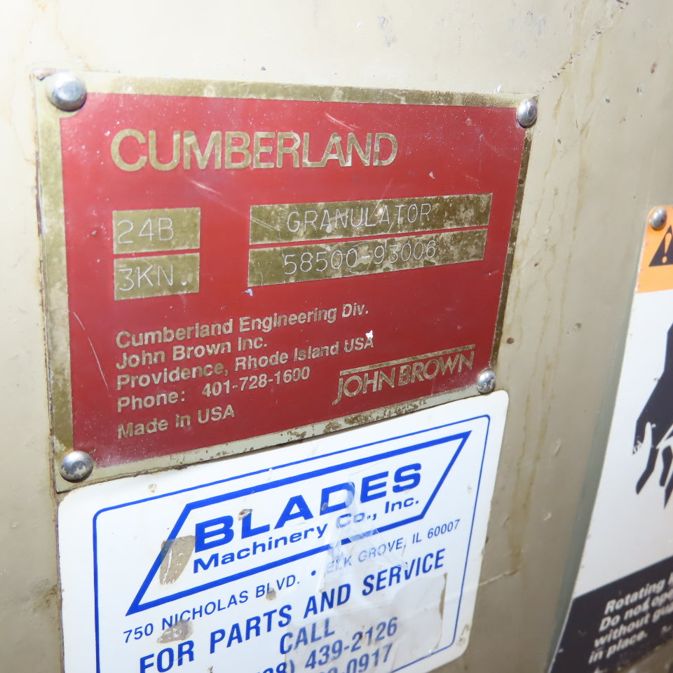 Cumberland 24B Granulator Heavy Duty Plastic Scrap Grinder 75HP 3Ph SEE INFO!