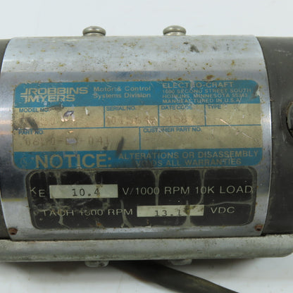 Robbins & Myers 0650-04-041 E650 Servo Motor Tach 1300 RPM 13.3VC Parts/Repair