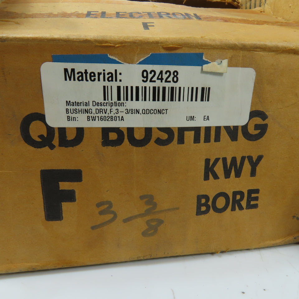 Electron F3-3/8 F Series QD Bushing 3-3/8" Keyway Bore w/Hardware