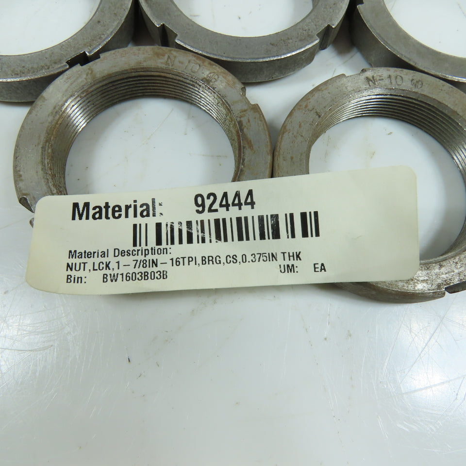 N-10 1-7/8" Bearing Lock Nut 16TPI 0.375" Thick Lot Of 5