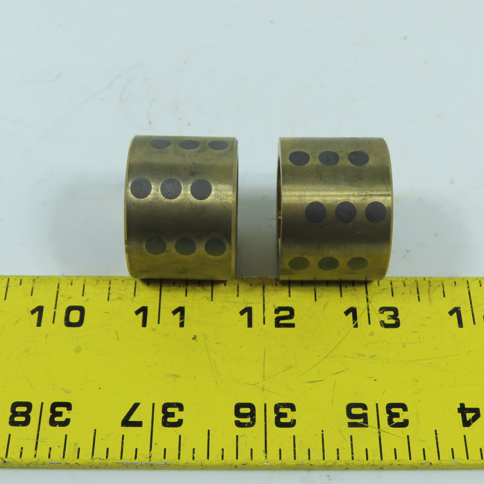 1" x 1-3/8" x 1" Self-Lubricating Graphite Plugged Bronze Bushings Lot Of 2