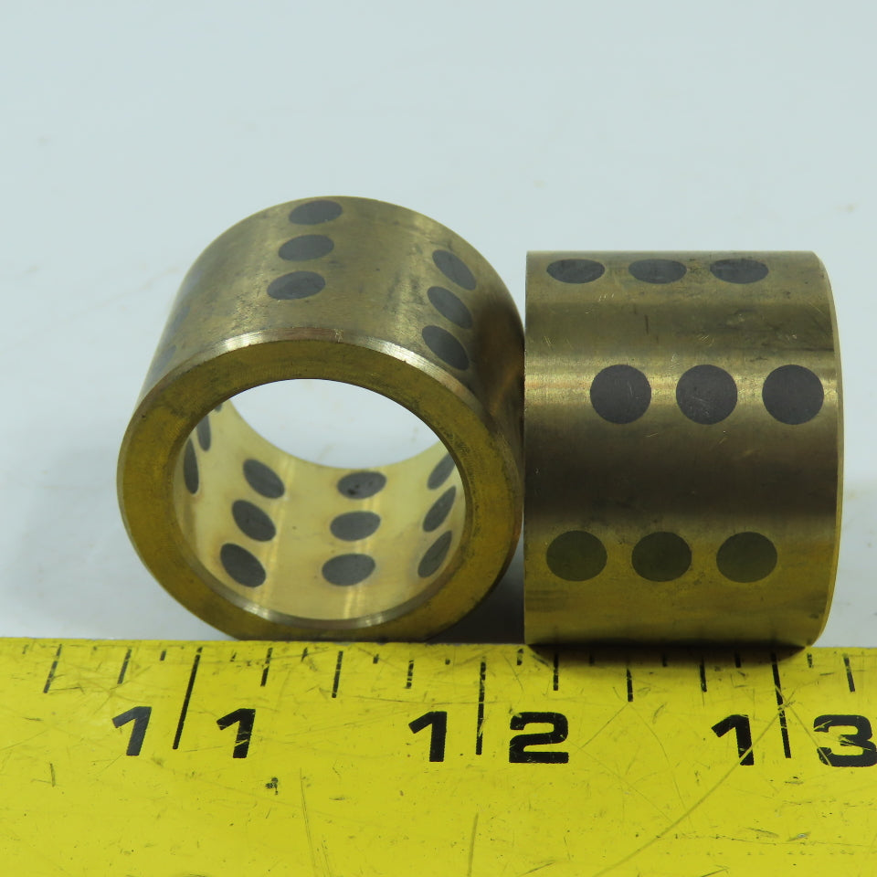 1" x 1-3/8" x 1" Self-Lubricating Graphite Plugged Bronze Bushings Lot Of 2