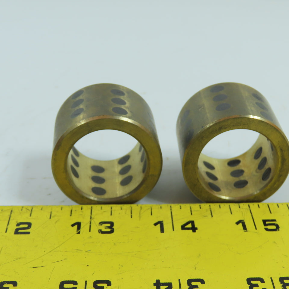1" x 1-3/8" x 1" Self-Lubricating Graphite Plugged Bronze Bushings Lot Of 2