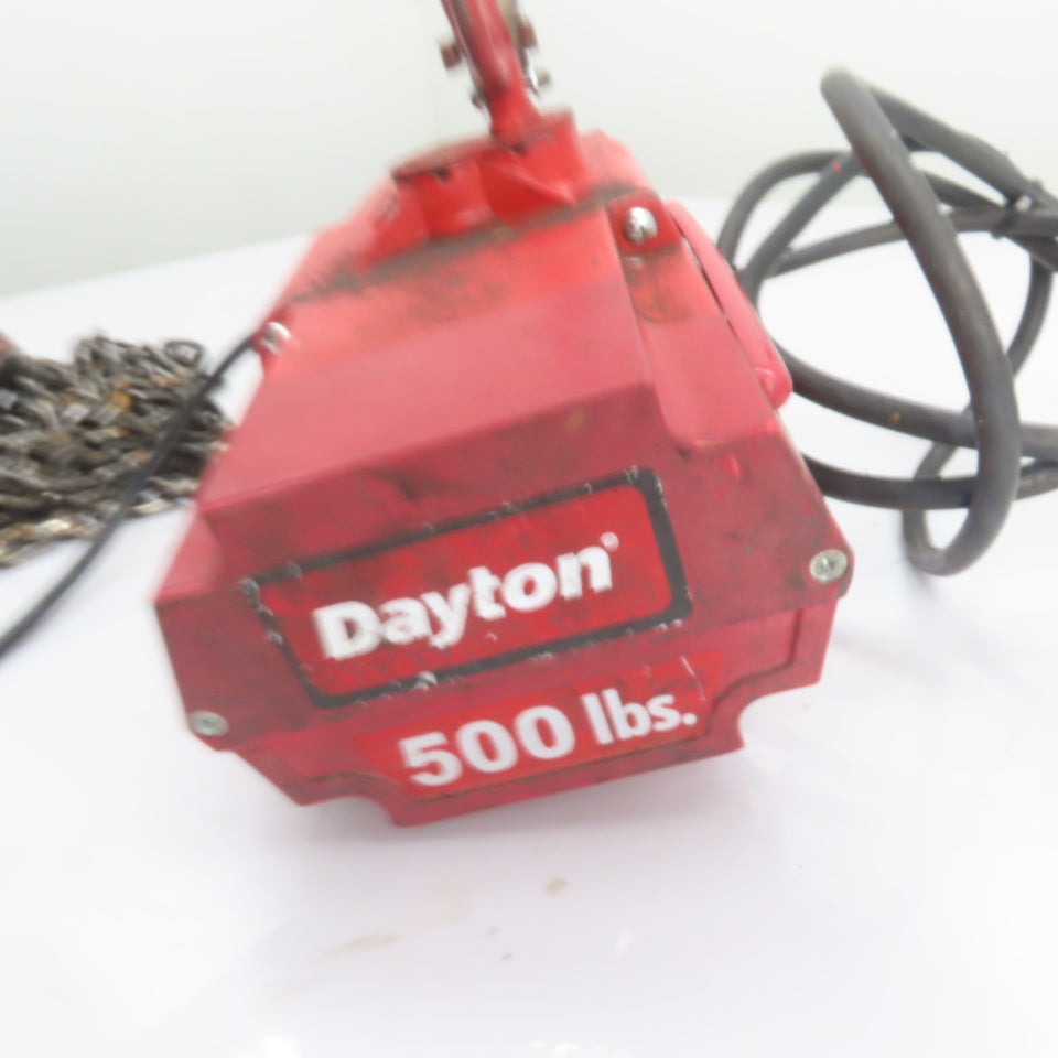 Dayton 4GU71 500lb Electric Chain Hoist 115V 1Ph 10' Lift 8FPM