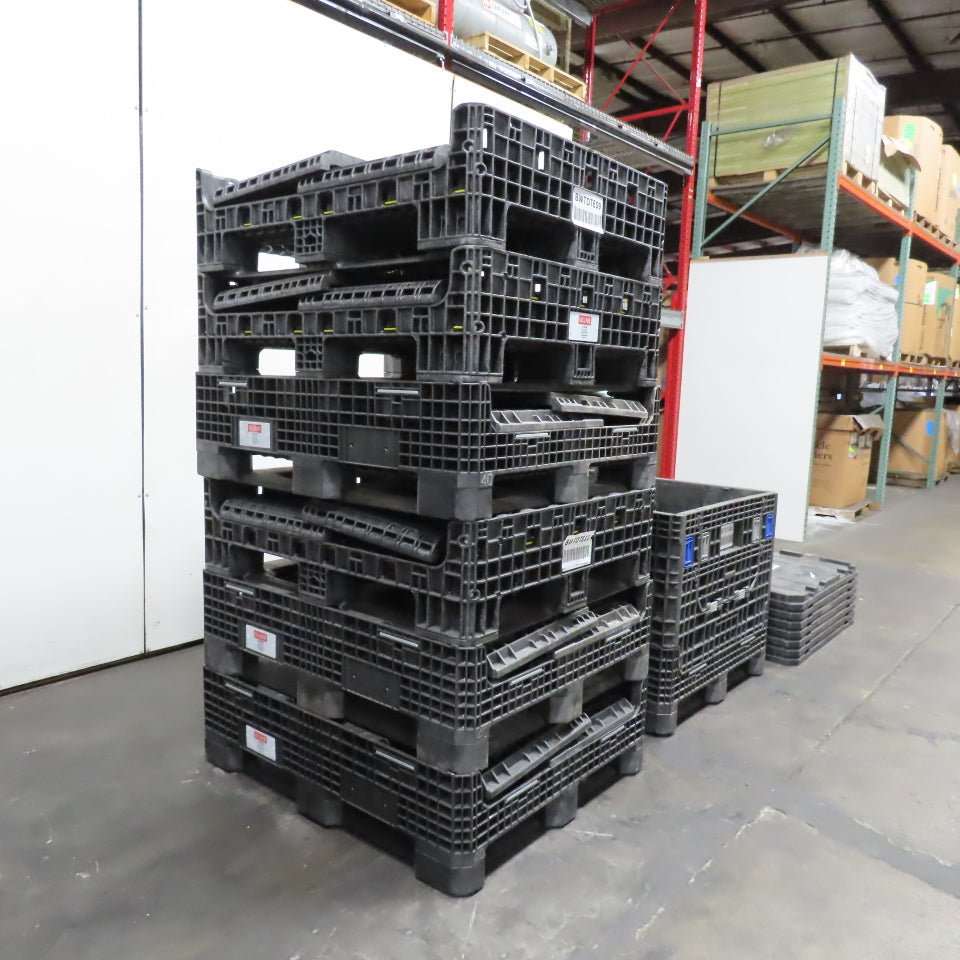 Uline H-1269 Collapsible Bulk Container 48x40x34" 2000lb Cap. W/ Lids Lot Of 7