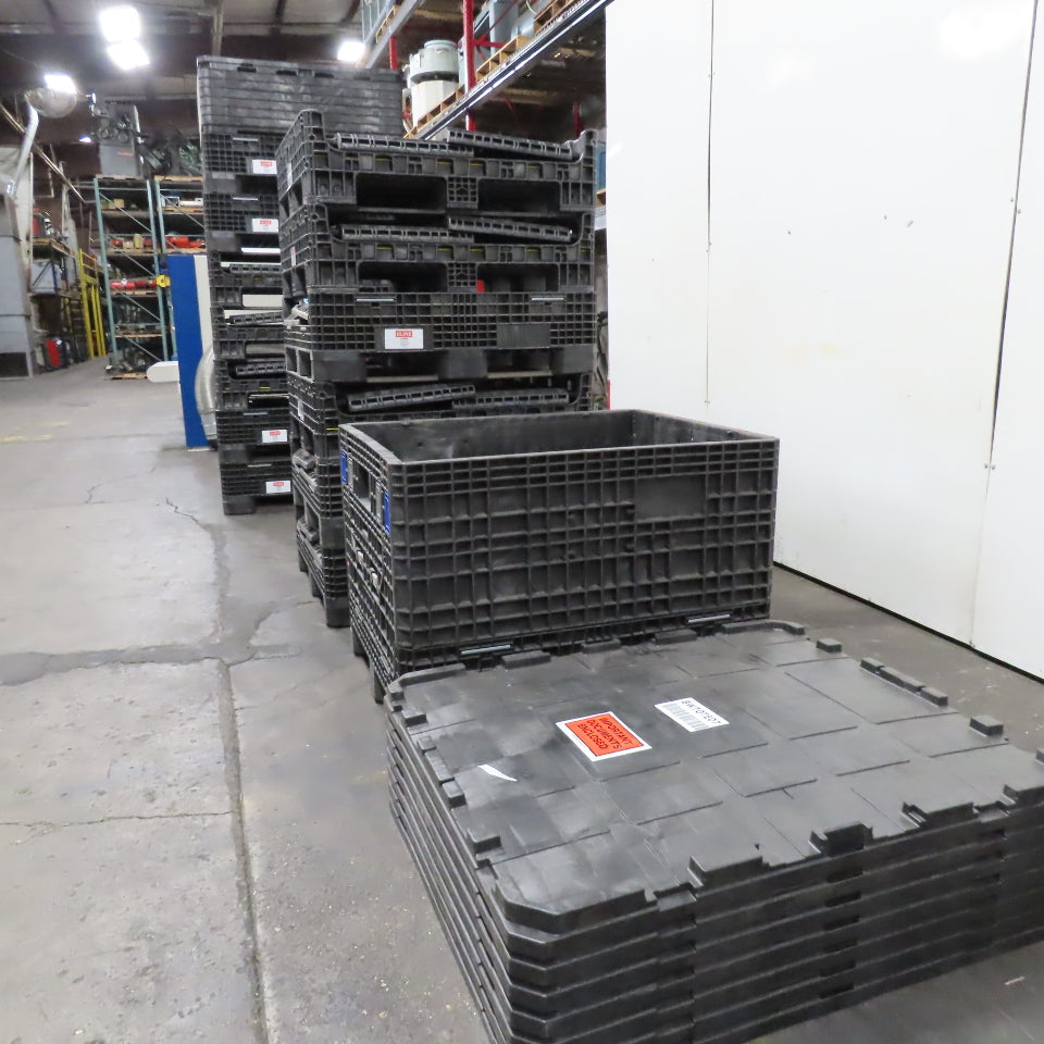 Uline H-1269 Collapsible Bulk Container 48x40x34" 2000lb Cap. W/ Lids Lot Of 7