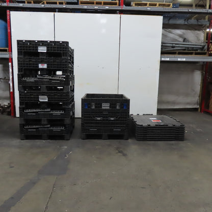 Uline H-1269 Collapsible Bulk Container 48x40x34" 2000lb Cap. W/ Lids Lot Of 7