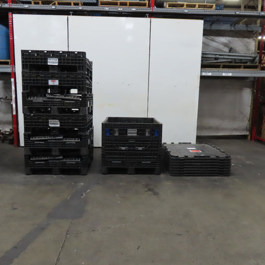 Uline H-1269 Collapsible Bulk Container 48x40x34" 2000lb Cap. W/ Lids Lot Of 7