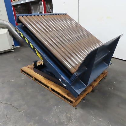 50" x 48" Hydraulic Roller Conveyor Ergonomic Tilt Table 2000lb Cap 45° 480V 3Ph