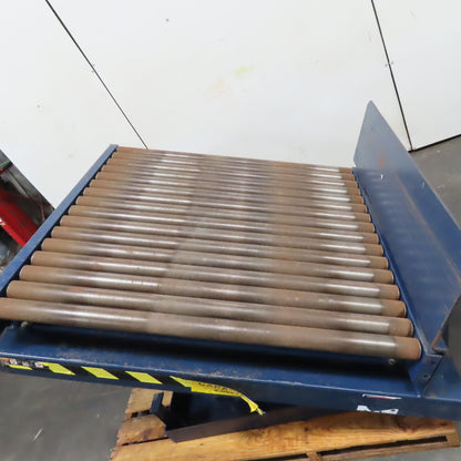 50" x 48" Hydraulic Roller Conveyor Ergonomic Tilt Table 2000lb Cap 45° 480V 3Ph