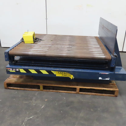 50" x 48" Hydraulic Roller Conveyor Ergonomic Tilt Table 2000lb Cap 45° 480V 3Ph