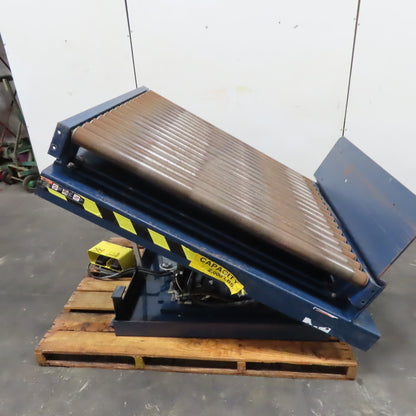 50" x 48" Hydraulic Roller Conveyor Ergonomic Tilt Table 2000lb Cap 45° 480V 3Ph