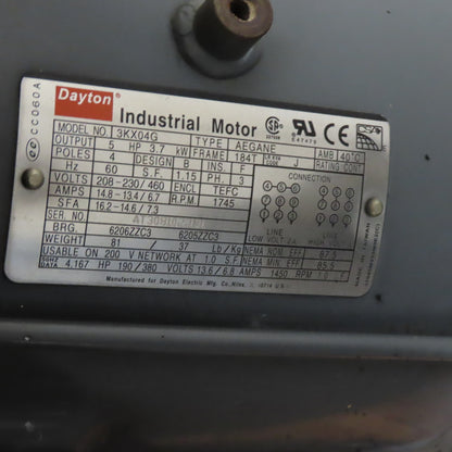 Dayton 3C414B 36" Belt Drive Tubeaxial Fan 208-230/460V 3Ph 5HP