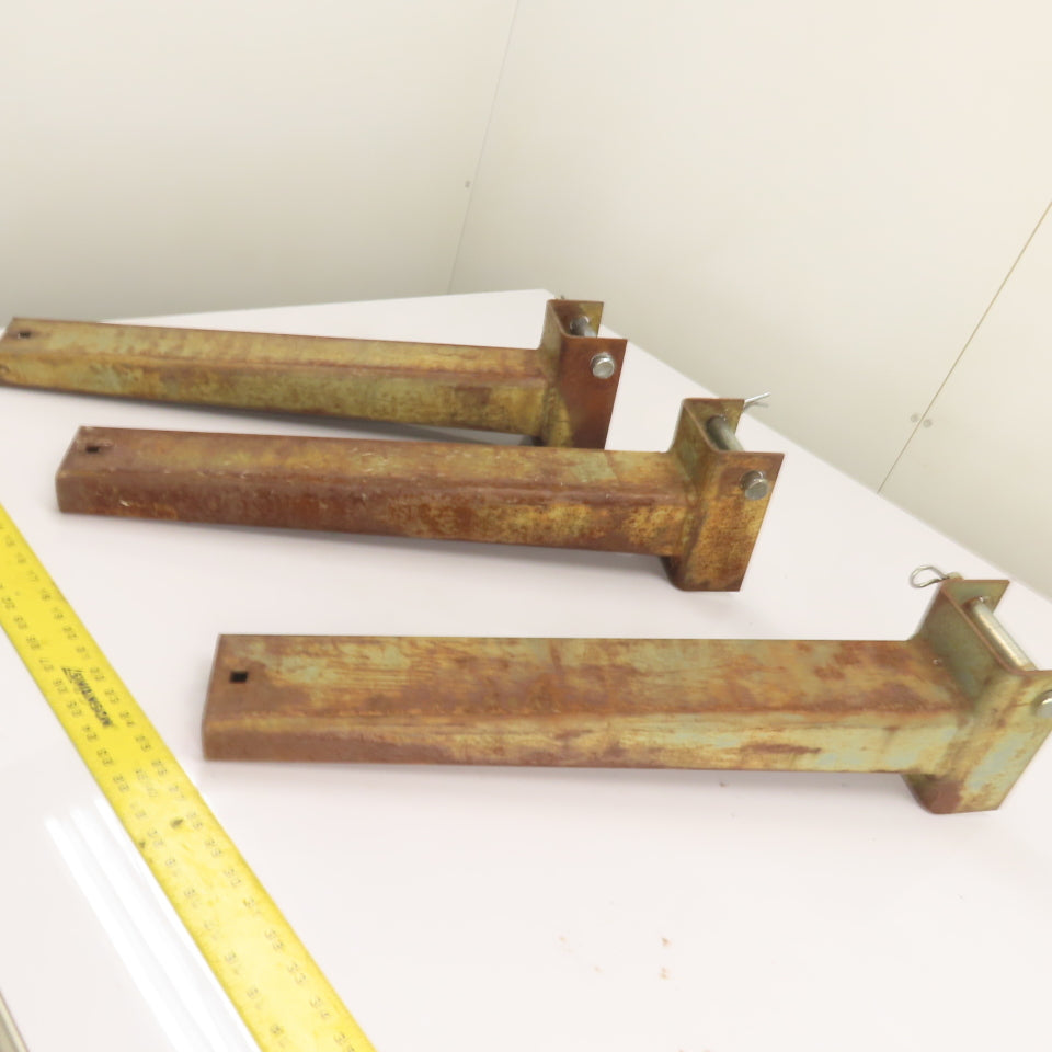 24" Long x 4" Wide Straight Cantilever Racking Arm W/ Pin Lot Of 3