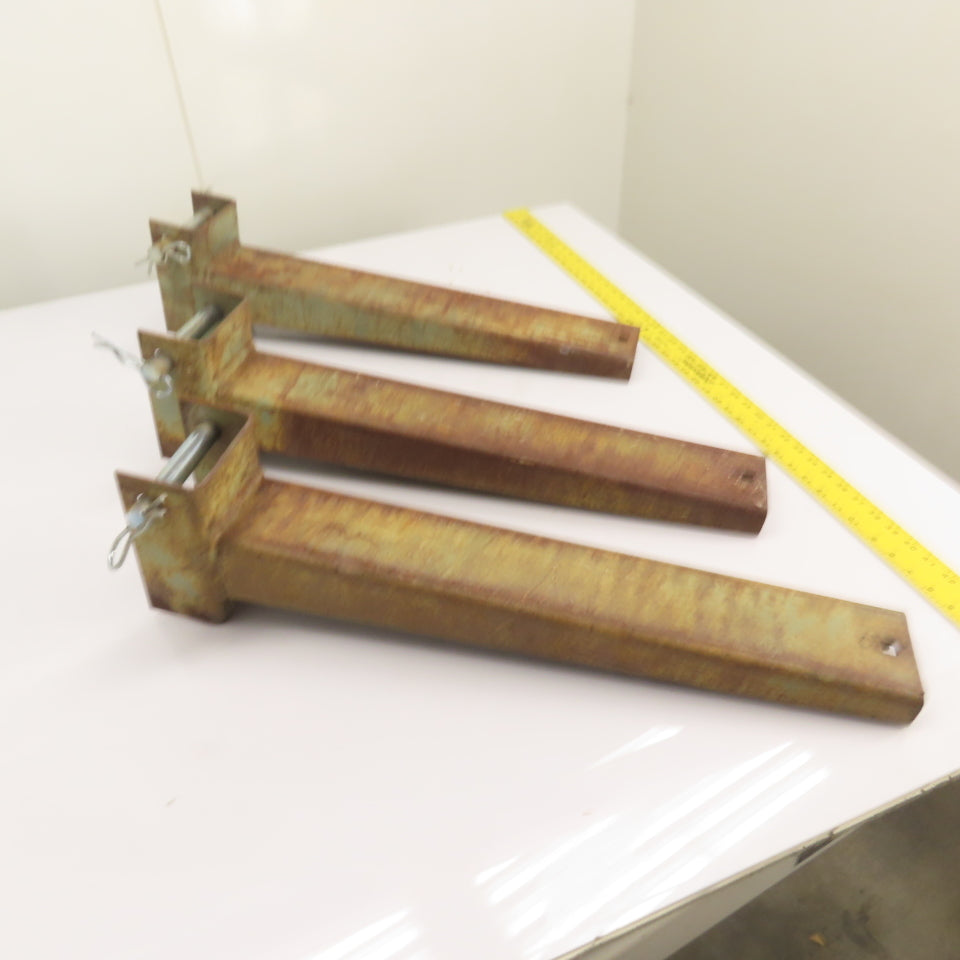 24" Long x 4" Wide Straight Cantilever Racking Arm W/ Pin Lot Of 3