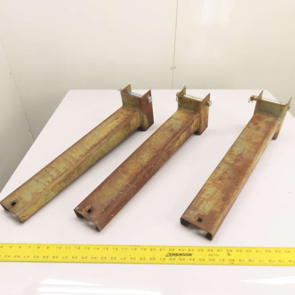 24" Long x 4" Wide Straight Cantilever Racking Arm W/ Pin Lot Of 3