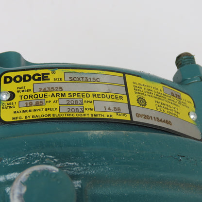 Dodge 243525 SCXT315C 14.88:1 Screw Conveyor Torque-Arm Gear Speed Reducer