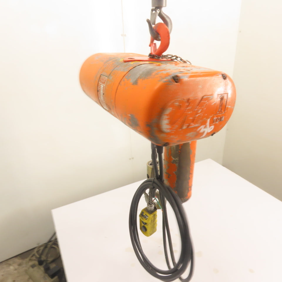 CM Lodestar Model L 1 Ton 2000LB Electric Chain Hoist 220/440V 3Ph 15' Lift