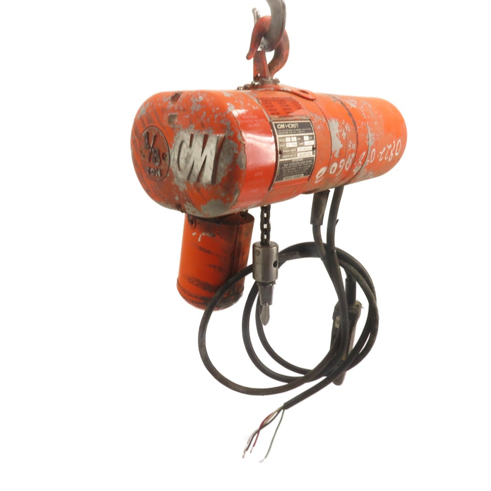 CM Lodestar Model A 1/8Ton 250LB Electric Chain Hoist 240/480V 3Ph 10'Lift 32FPM