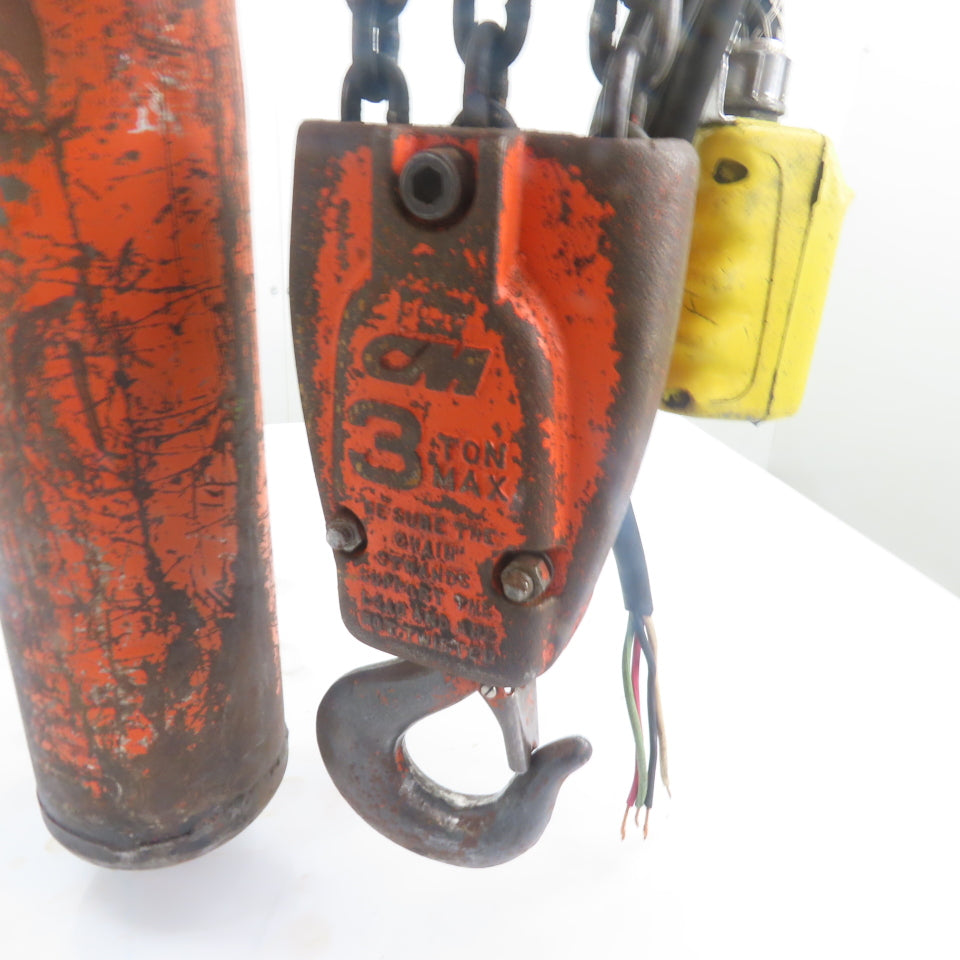 CM Model RT 3 Ton 6000LB Electric Chain Hoist 10' Lift 3Ph 220/460V 5.5FPM