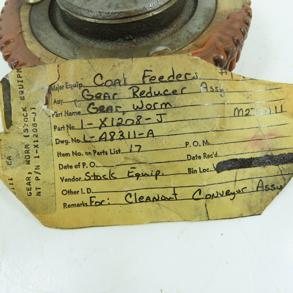 Stock Equipment 1-A8311-A 1-X1208-J Worm Gear for Coal Feeder Reducer