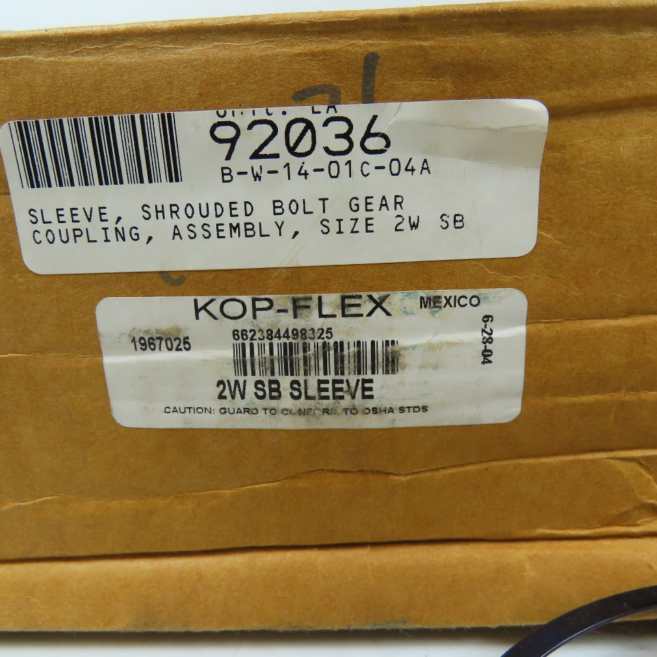 Kop-Flex 1967025 2W SB SLEEVE Shrouded Bolt Gear Coupling Sleeve Assembly
