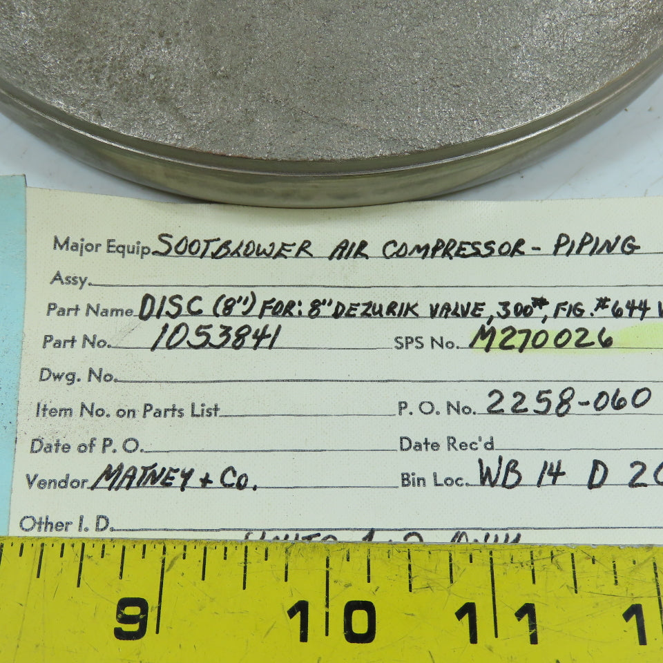 DeZurik 1053841 8" Eccentric Plug Valve Disc 300#