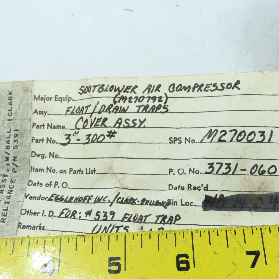 Clark-Reliance 539 3" 300# Float Trap Cover Assembly w/ Stainless Float Ball