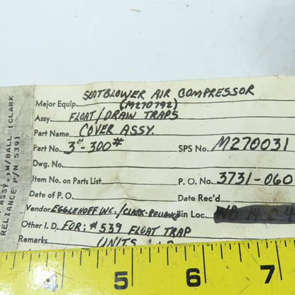 Clark-Reliance 539 3" 300# Float Trap Cover Assembly w/ Stainless Float Ball