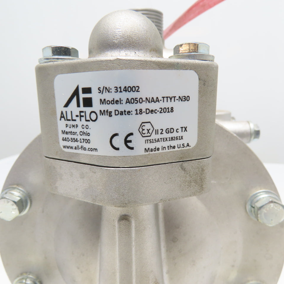 All-Flo A050-NAA-TTYT-N30 Air-Operated Double Diaphragm Pump 1/2" In/Out