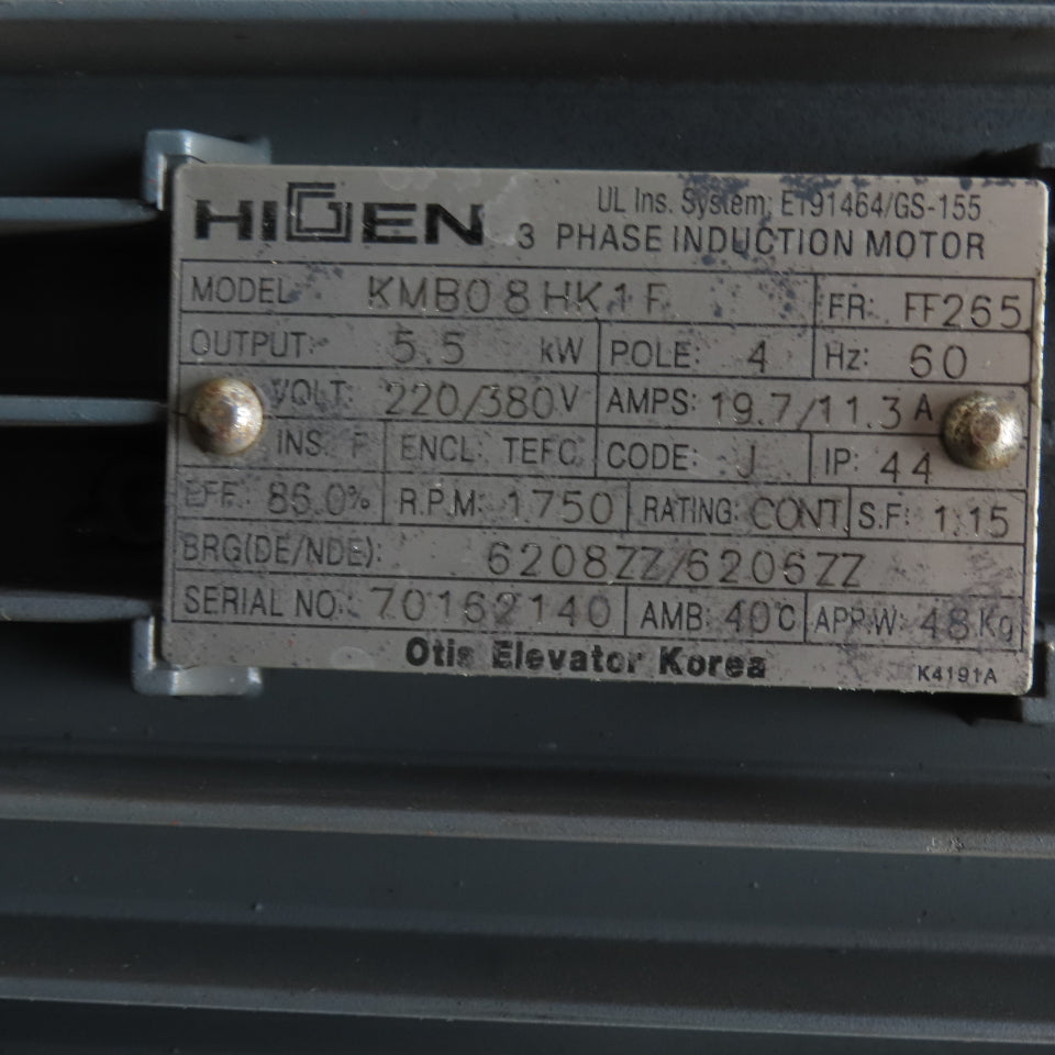 Otis Elevator KMBO8HK1F 16 Gal Hydraulic Power Unit 5.5kW 220/380V 3Ph 1750RPM
