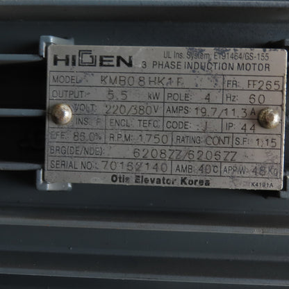Otis Elevator KMBO8HK1F 16 Gal Hydraulic Power Unit 5.5kW 220/380V 3Ph 1750RPM
