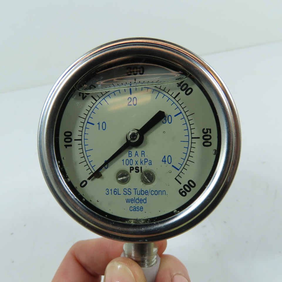 PIC Gauges 301LFW-254K 0-600 PSI Liquid-Filled Pressure Gauge 2-1/2" Dial
