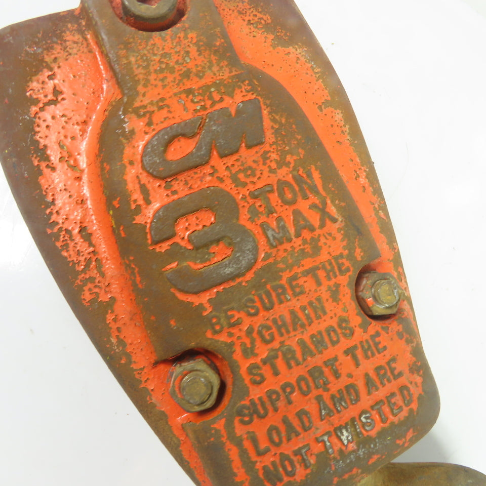 CM 3 Ton 6000LB Double Reeved Chain Hoist Lower Hook Block Assembly