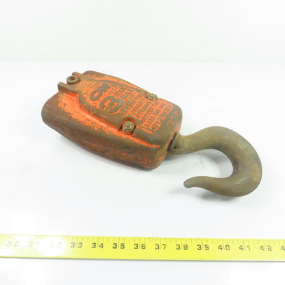 CM 3 Ton 6000LB Double Reeved Chain Hoist Lower Hook Block Assembly