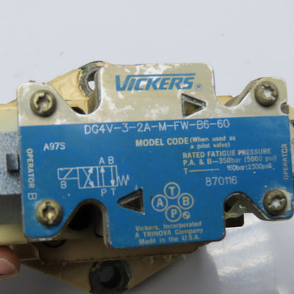 Vickers DGAM-3-01-10 DG4V-3-2A-M-FW-B6-60 Solenoid Directional Valve 5000 PSI