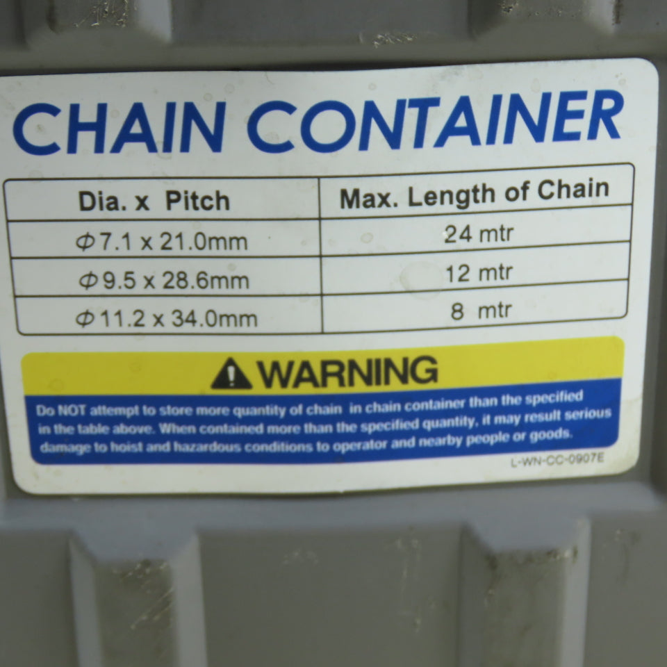Accolift Hoist Chain Container 24 Meter Max 7" x 5" x 15" Deep