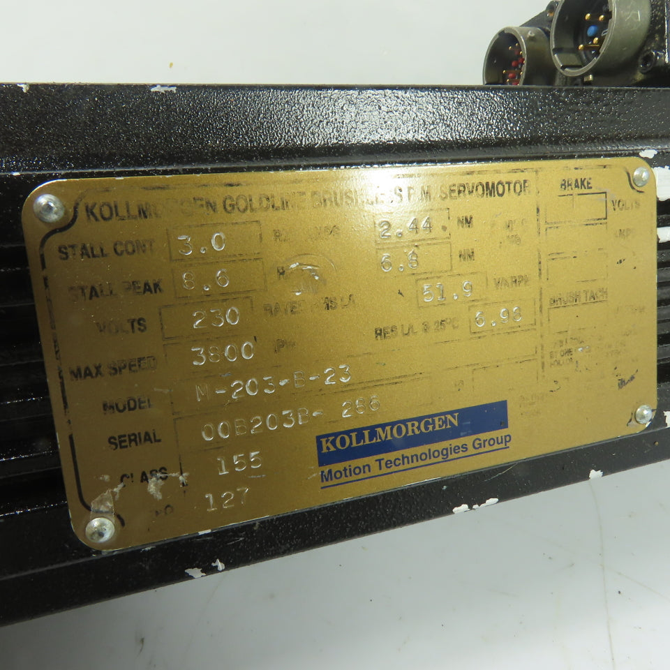 Kollmorgen M-203-B-23 Brushless Servo Motor 230V 3800RPM