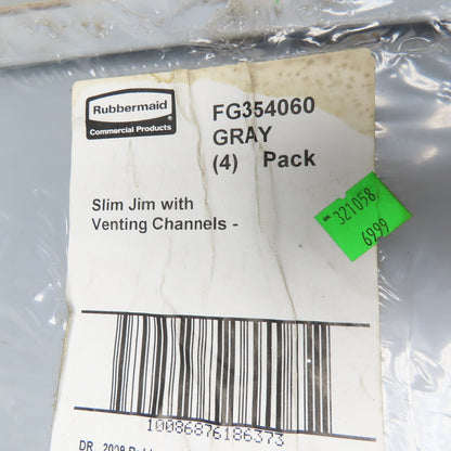 Rubbermaid FG354060 Slim Jim Venting Channels Waste Container Can 5-Pack