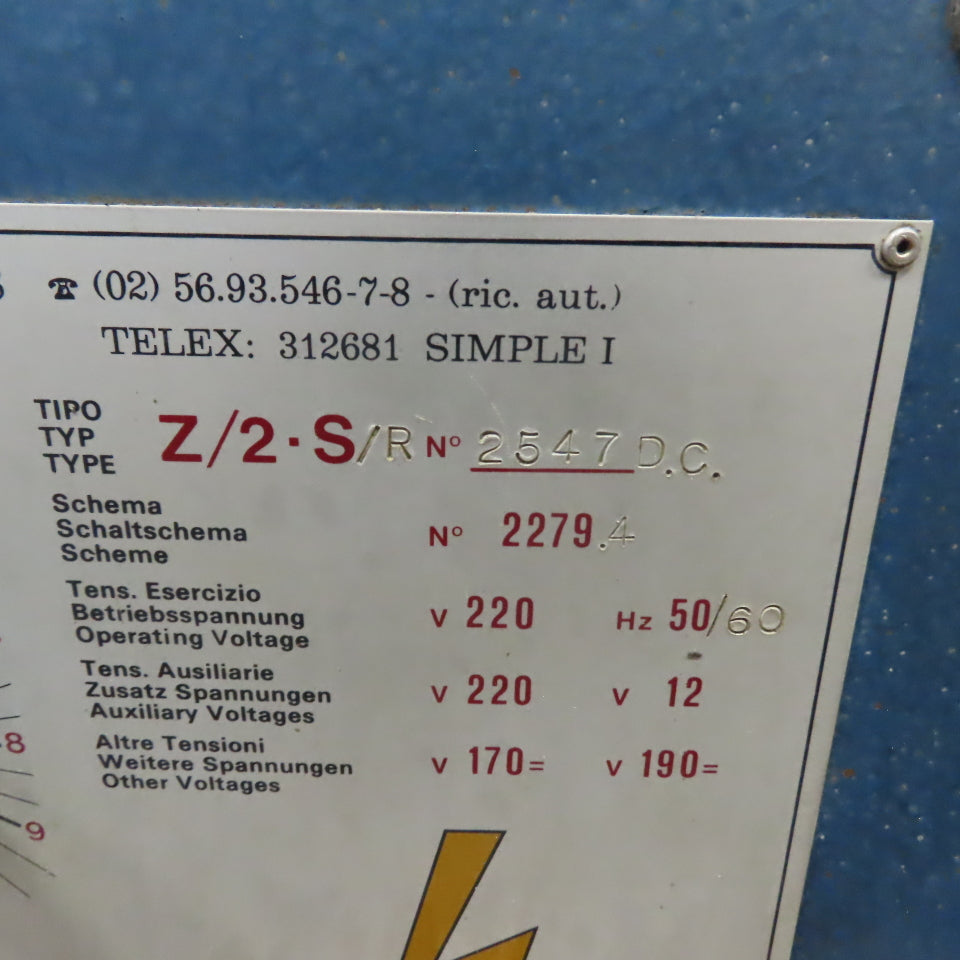 Simplex Rapid Z/2-S/R Motorized Spring Wire Dereeler Decoiler 220V 1Ph(See Desc)