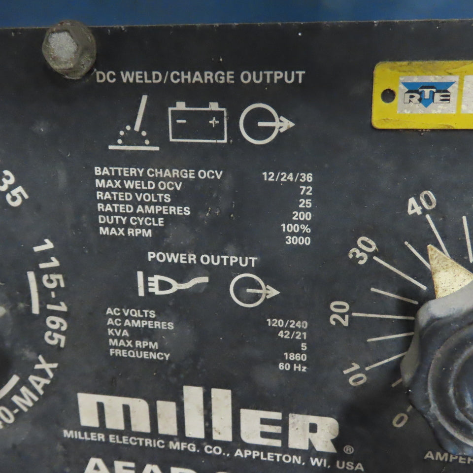 Miller AEAD-200LE Constant Current DC Arc Welder Generator Onan Gas Motor