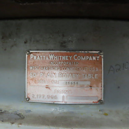 Pratt & Whitney 50" Plain Power Rotary Table 208-220/440V 3Ph 3/4HP
