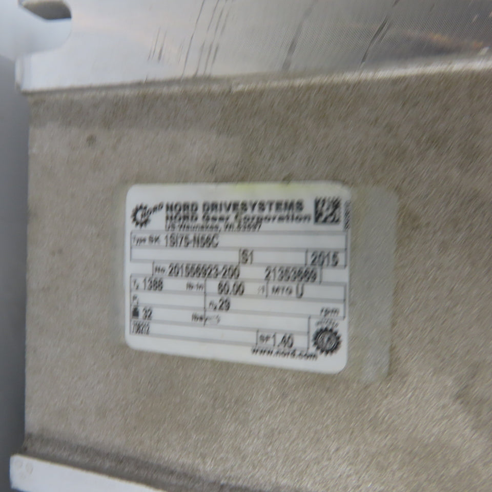 Nord SK 1SI75-N56C 1HP Helical Worm Gear Motor 230/460V 3Ph 60:1 Ratio
