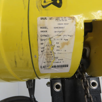Budgit BEHC5032 1/2 Ton 1000LB 2-Speed Electric Chain Hoist 460/380V 3Ph 12'Lift