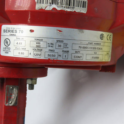 Bray 70-0061-113D0-536/A Electric Actuator with 3" Lug Butterfly Valve 120V 1Ph