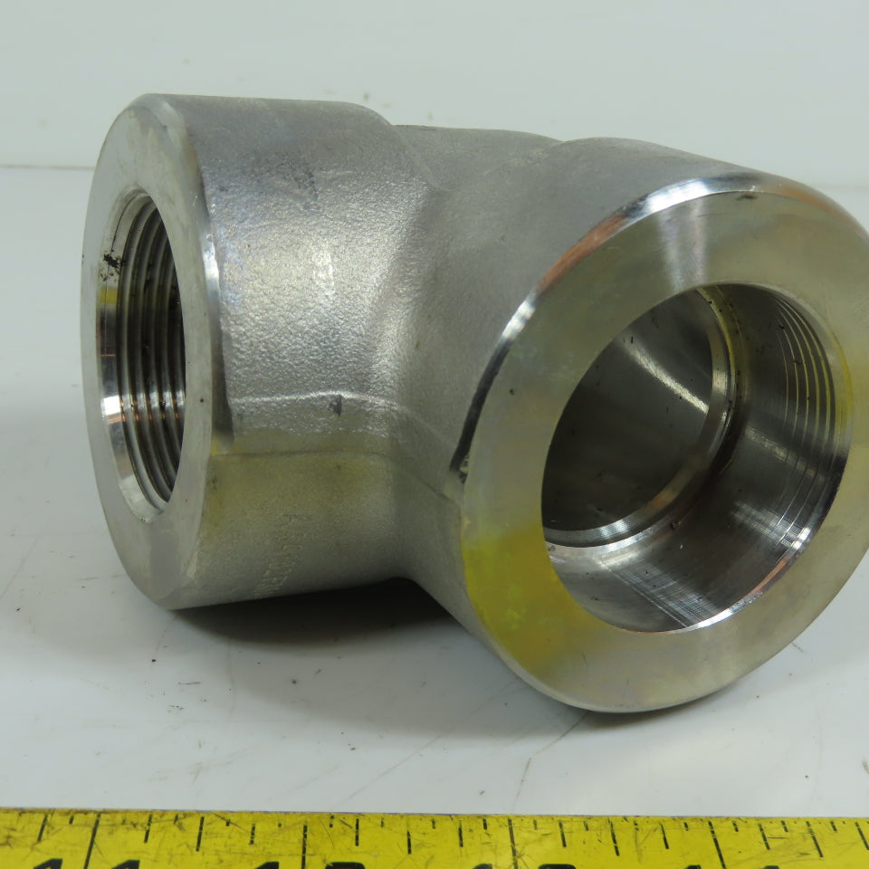1-1/2" NPT 90° Threaded x Socket Weld Pipe Elbow Fitting Class 3000