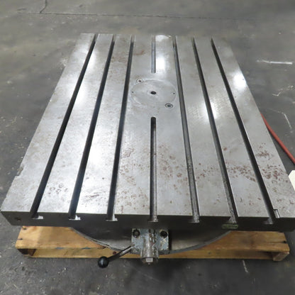 Lucas Machine 48" x 36" T-Slot Pneumatic Air Lift Indexing Rotary Table
